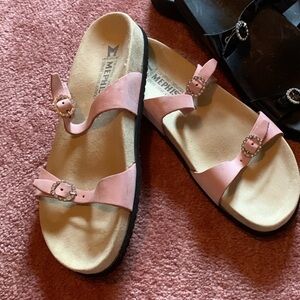 Mephisto Mr. Relax slide on Rhinestone buckle sandals